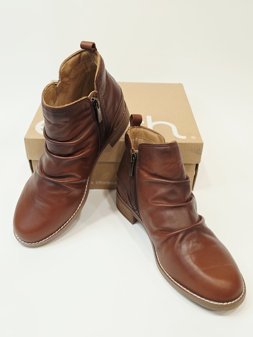 Earth Nadya Round Toe Ruched Casual Booties – Brown | 7.5W